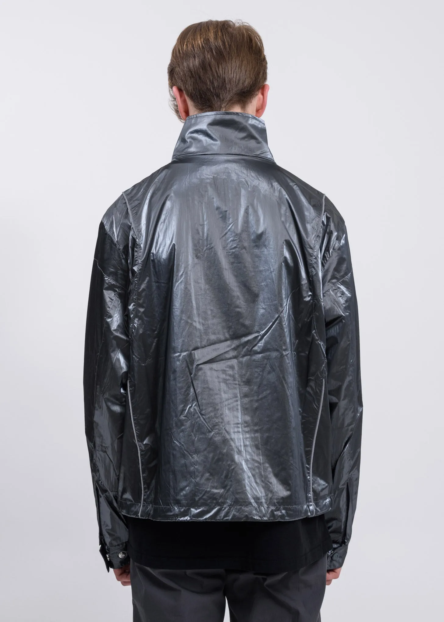 Metallic Silver Piping Track Jacket
