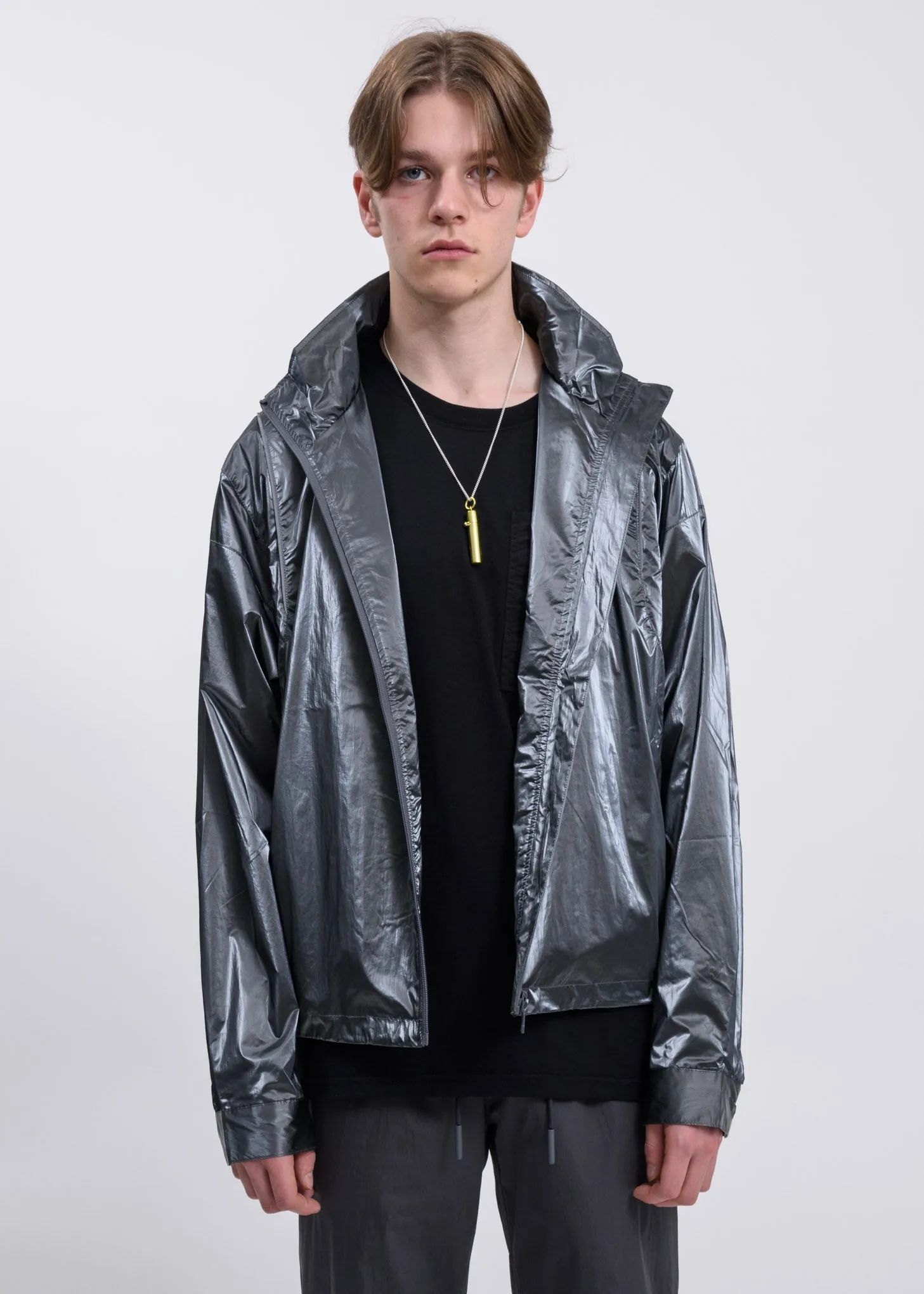 Metallic Silver Piping Track Jacket