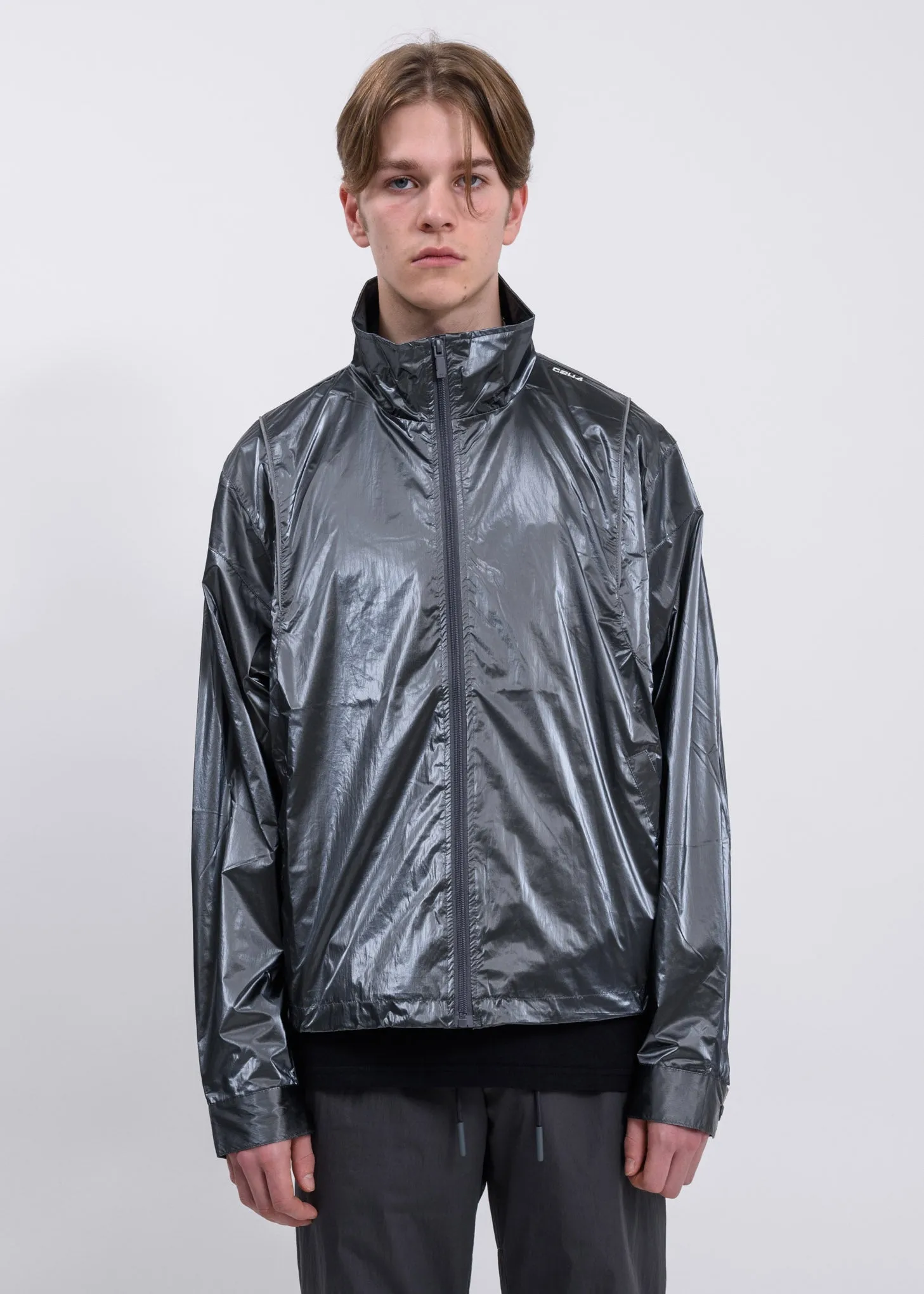Metallic Silver Piping Track Jacket