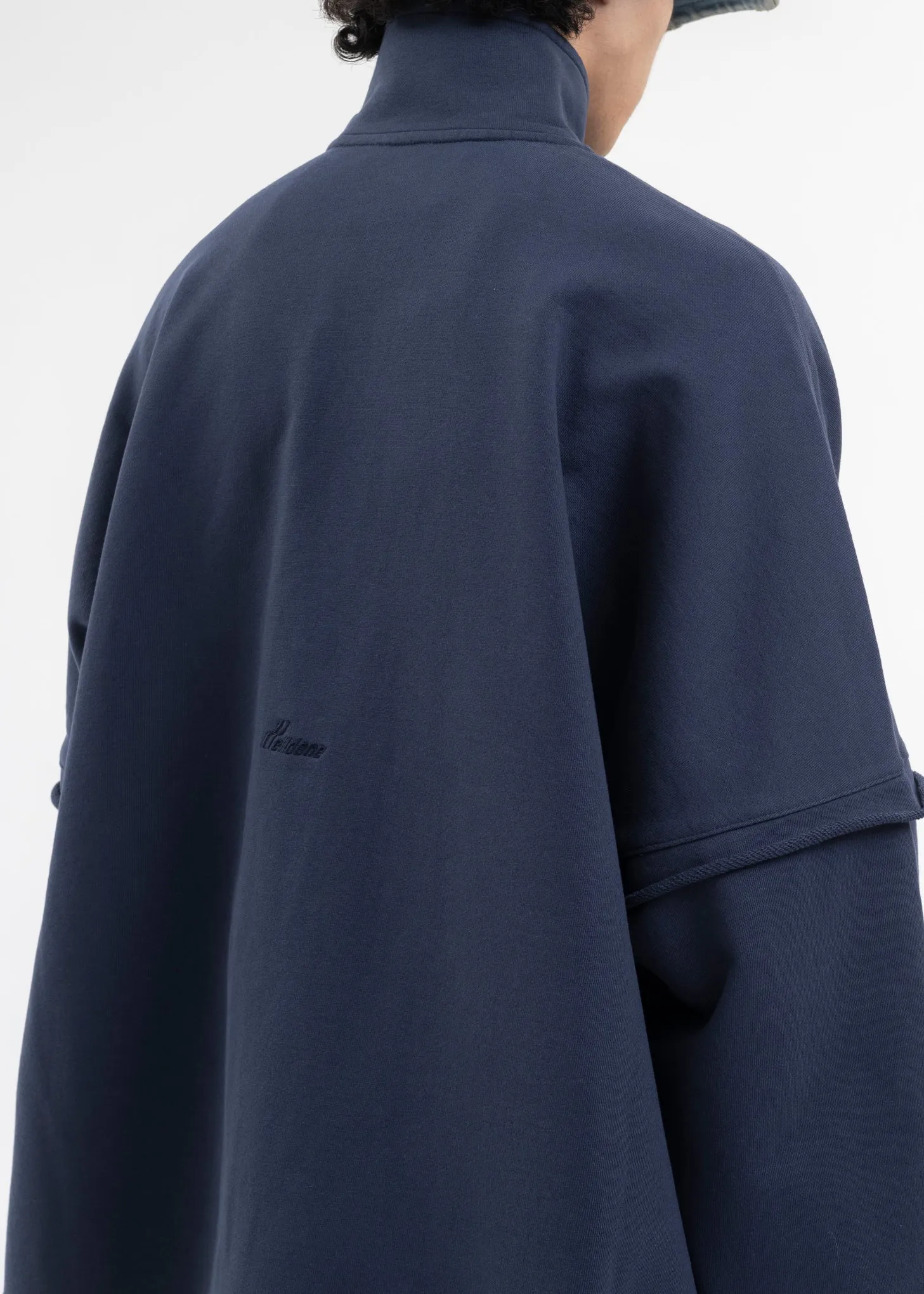 NAVY HIGH NECK JERSEY ZIP-UP SWEATSHIRT