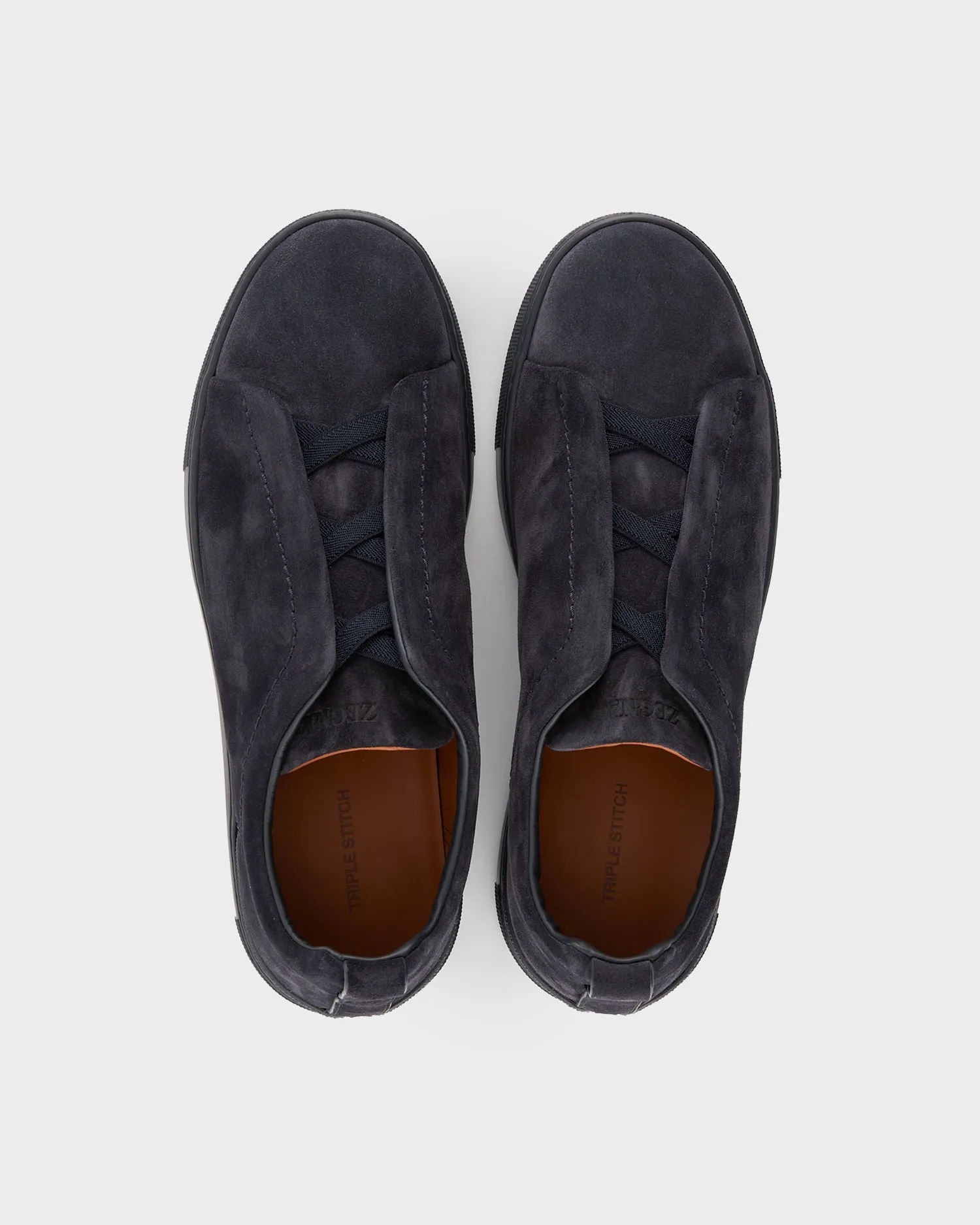 Navy Suede Triple Stitch Sneakers