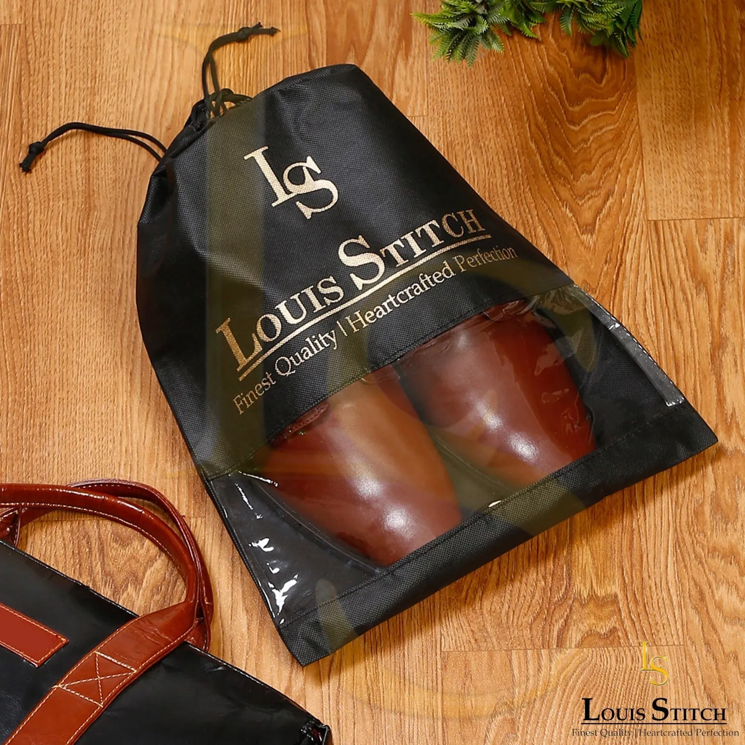 Non Woven Shoe Bag Pack Of  12 Black See-Thru