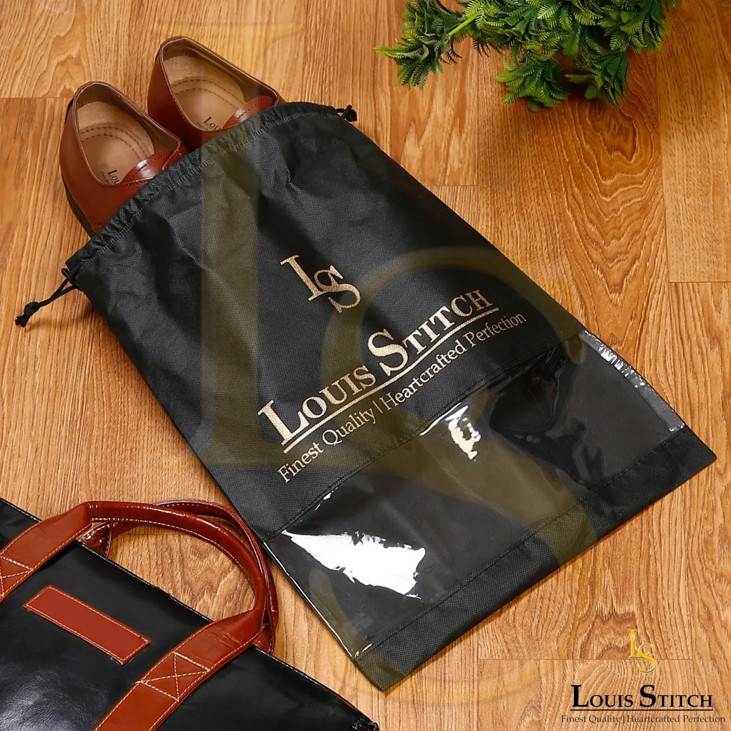 Non Woven Shoe Bag Pack Of  12 Black See-Thru