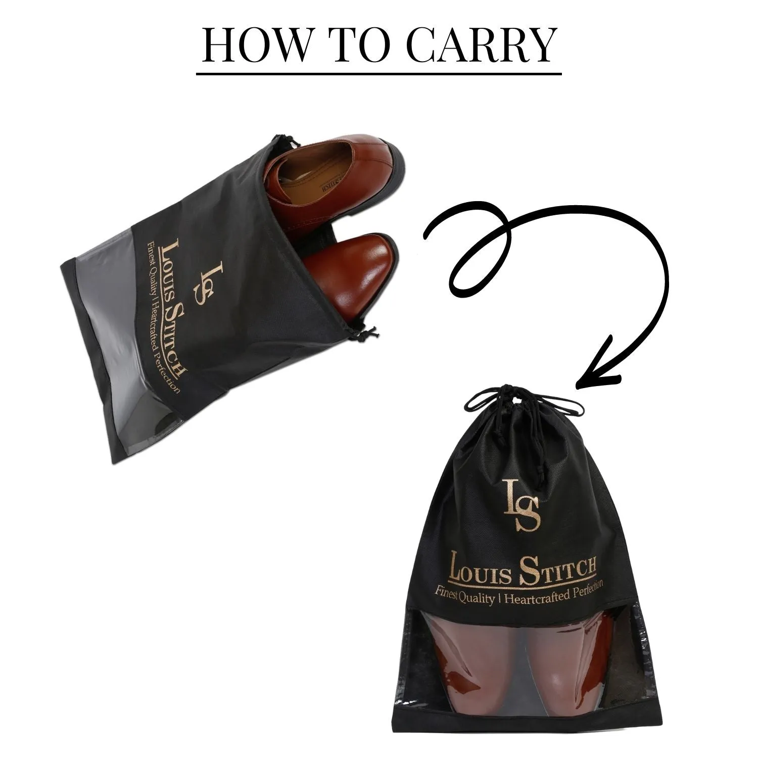 Non Woven Shoe Bag Pack Of  12 Black See-Thru