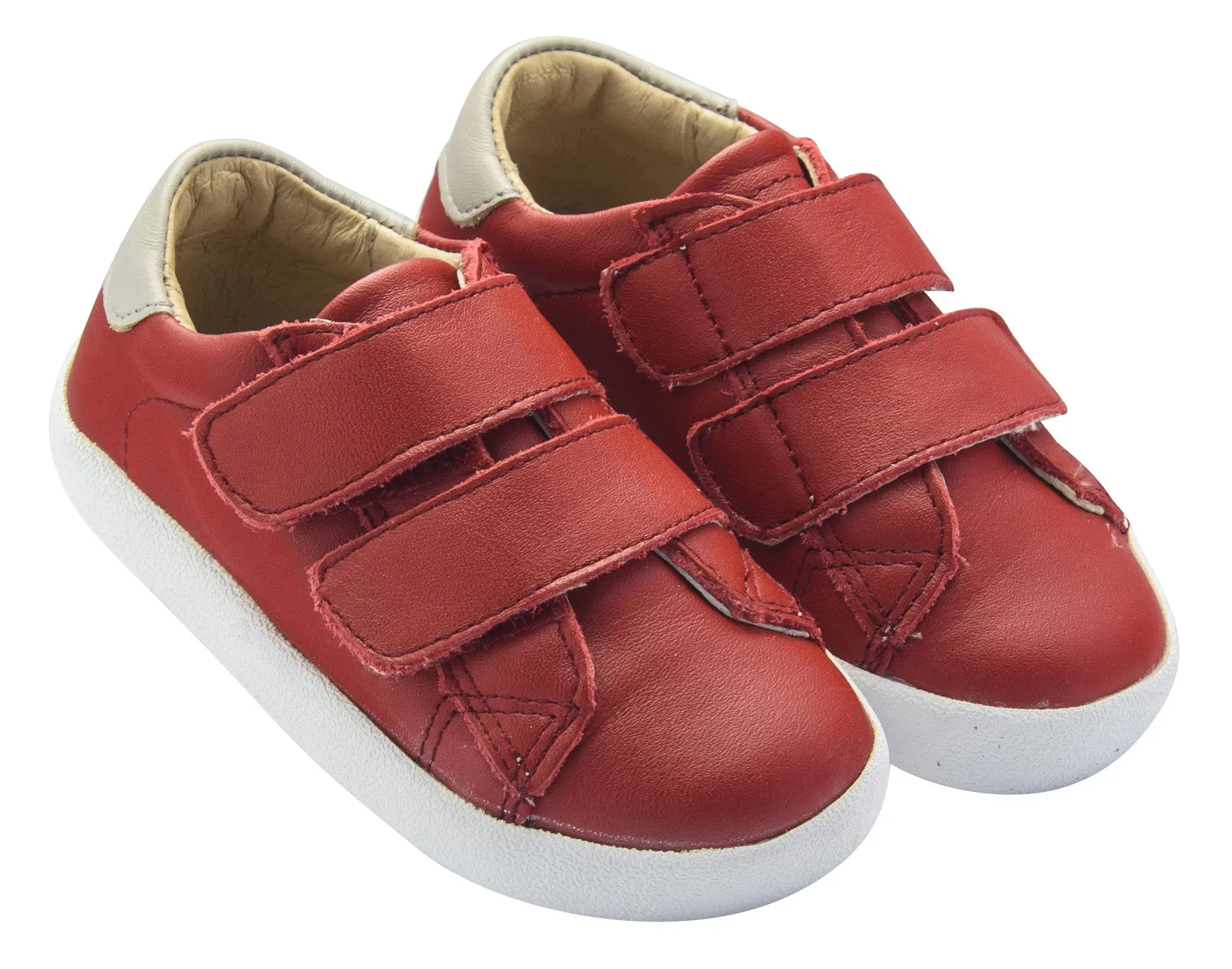 Old Soles Boy's Toddy Hook and Loop Closure Sneaker Shoes, Red/Gris
