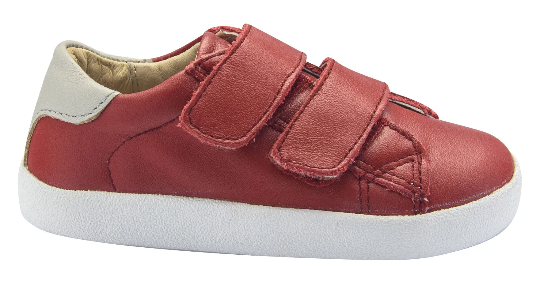 Old Soles Boy's Toddy Hook and Loop Closure Sneaker Shoes, Red/Gris