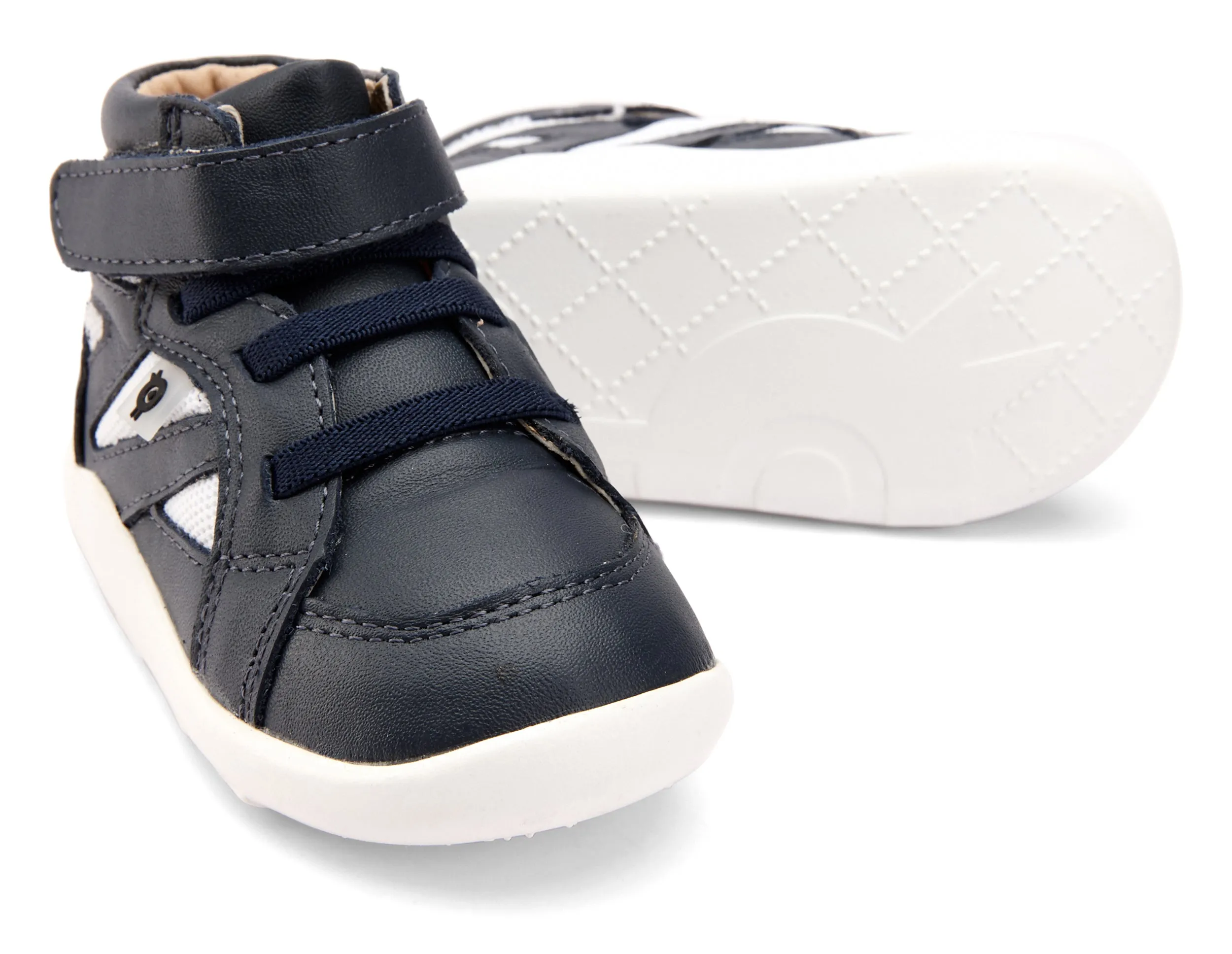 Old Soles Girl's and Boy's 8009 Shizam High Top Leather Sneakers - Navy/Snow