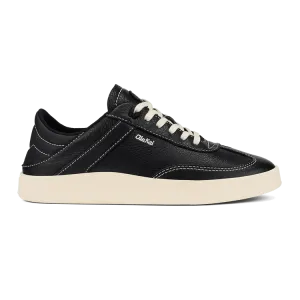 Olukai Women's Hā’upu Leather Sneakers- Onyx
