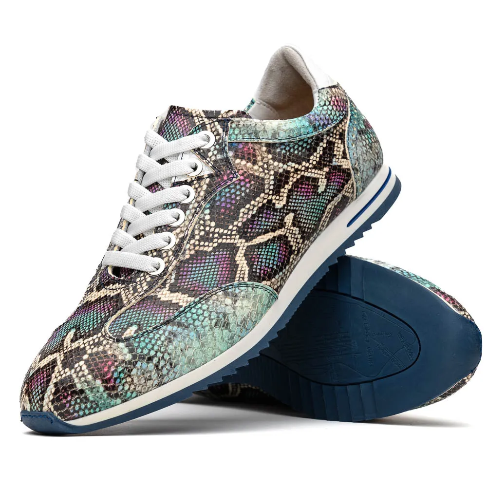 Peri Python Embossed Italian Calfskin Sneaker in Marine Blues by Zelli Italia