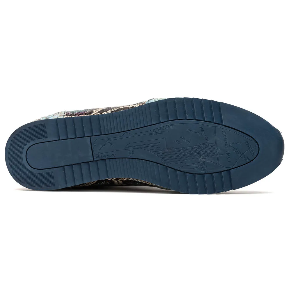 Peri Python Embossed Italian Calfskin Sneaker in Marine Blues by Zelli Italia