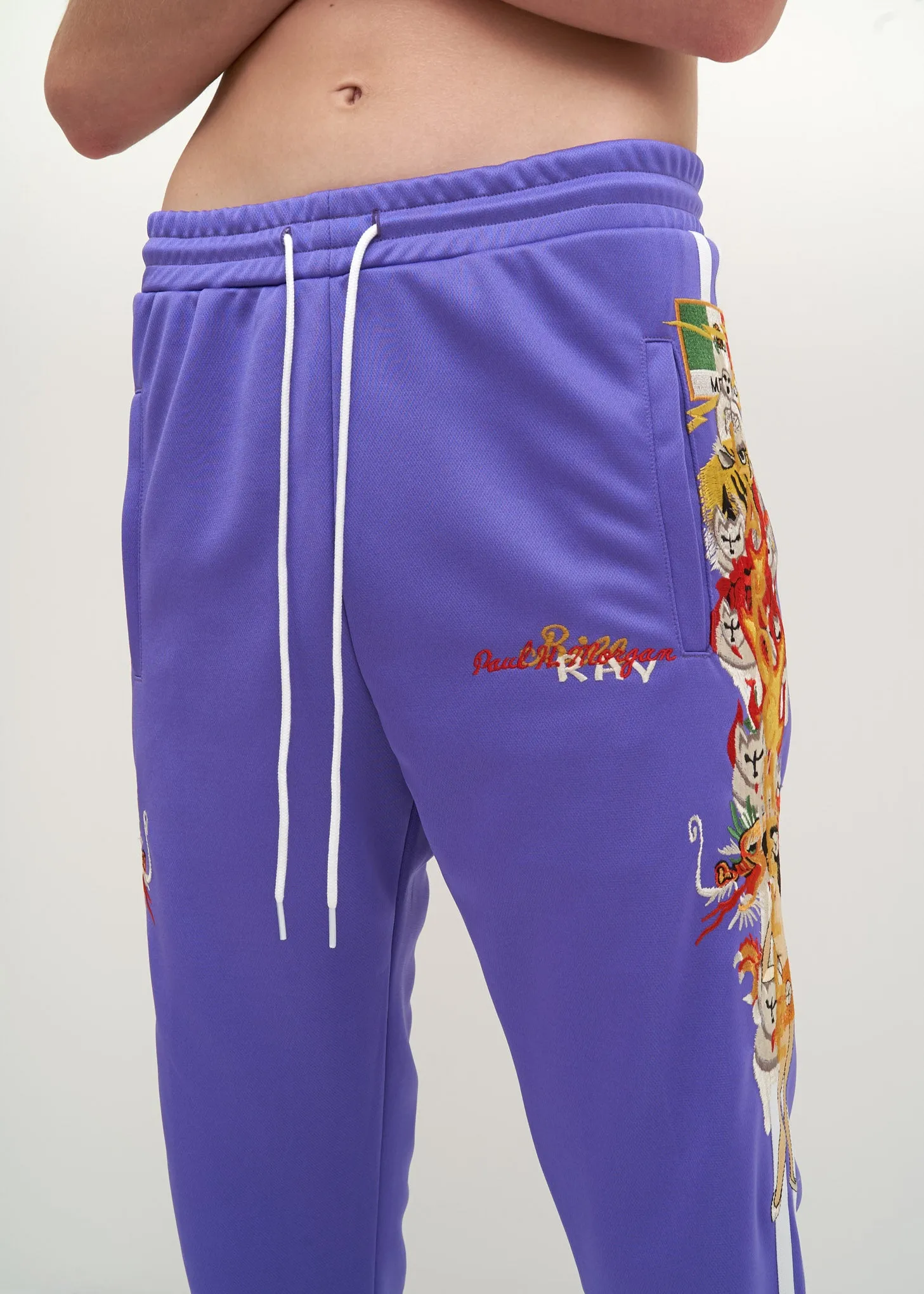 Purple Chaos Embroidery Track Pants