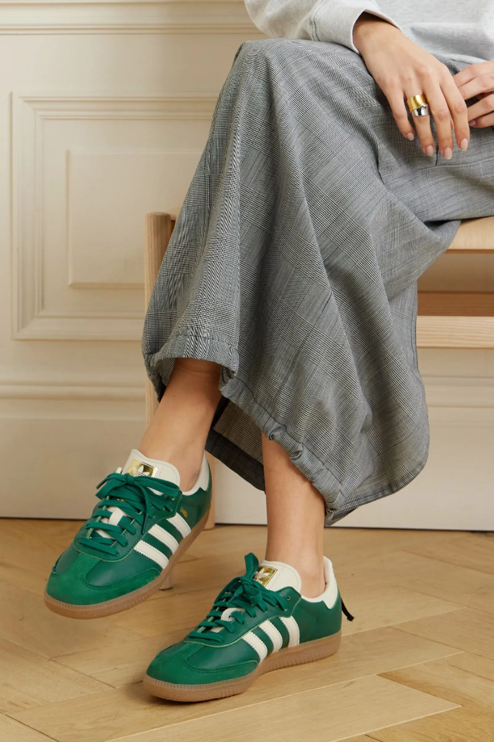 Samba OG Suede-Trimmed Leather Sneakers 'Green'