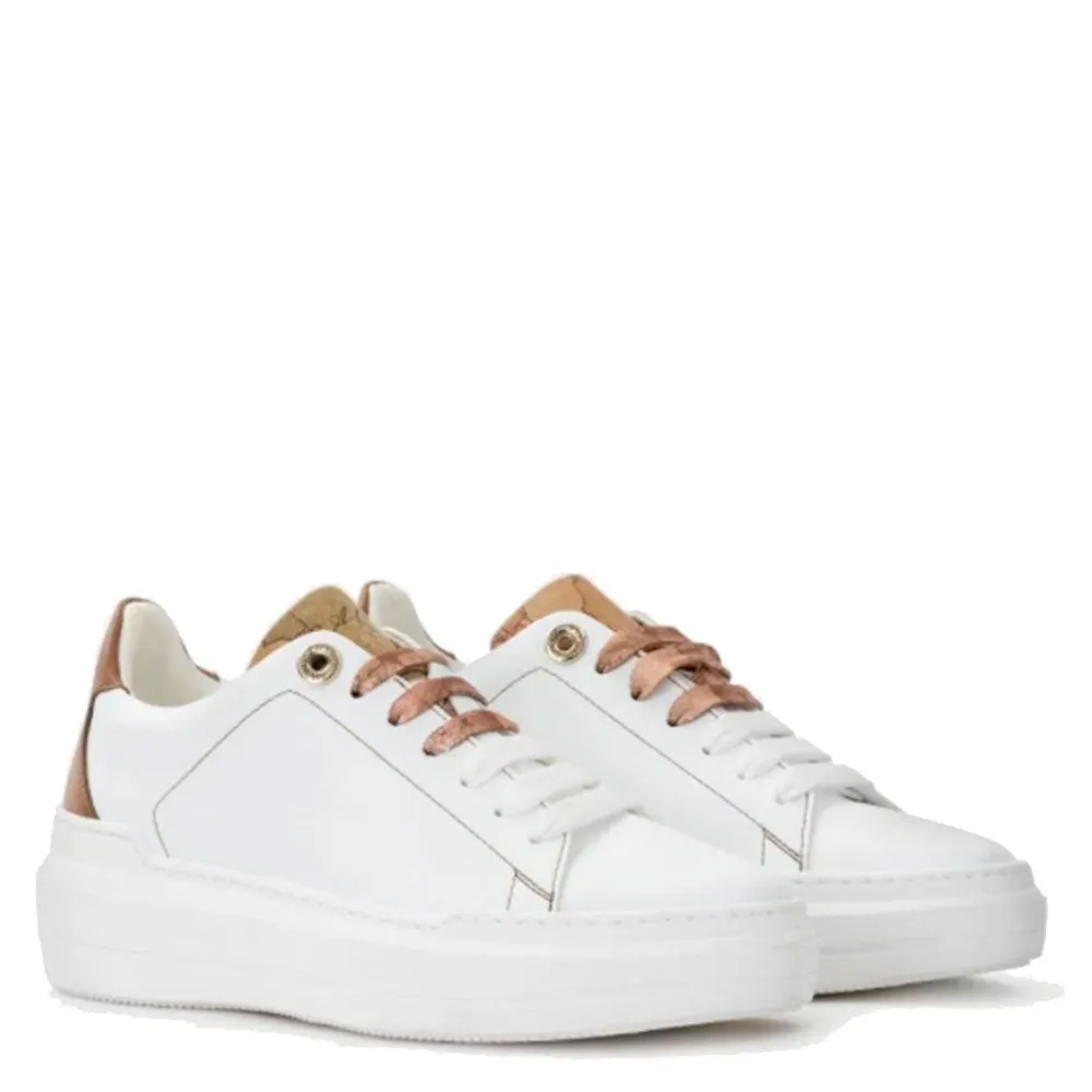 Scarpe Donna 1A Classe Alviero Martini Sneakers Bianche con Logo Glitter 0409