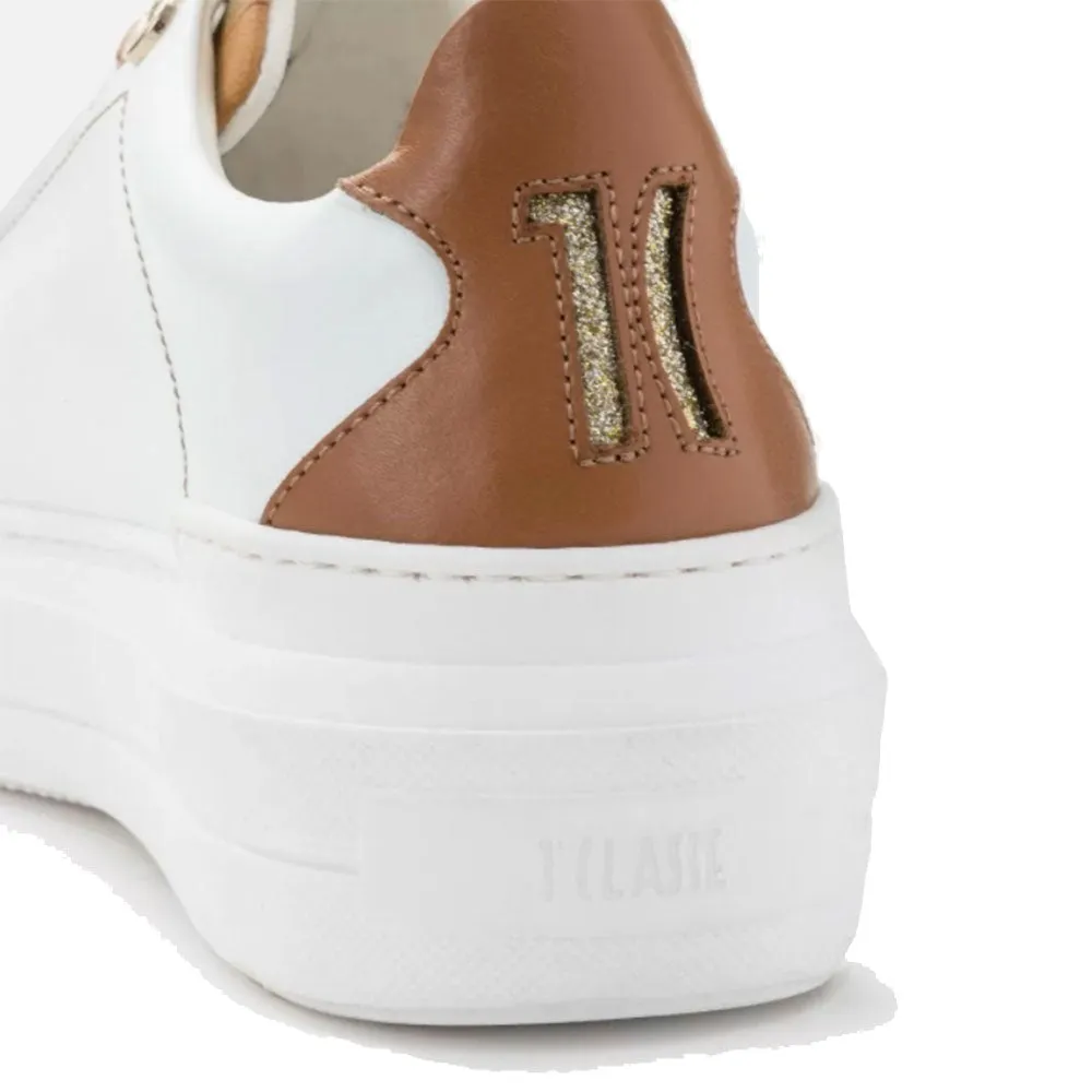 Scarpe Donna 1A Classe Alviero Martini Sneakers Bianche con Logo Glitter 0409