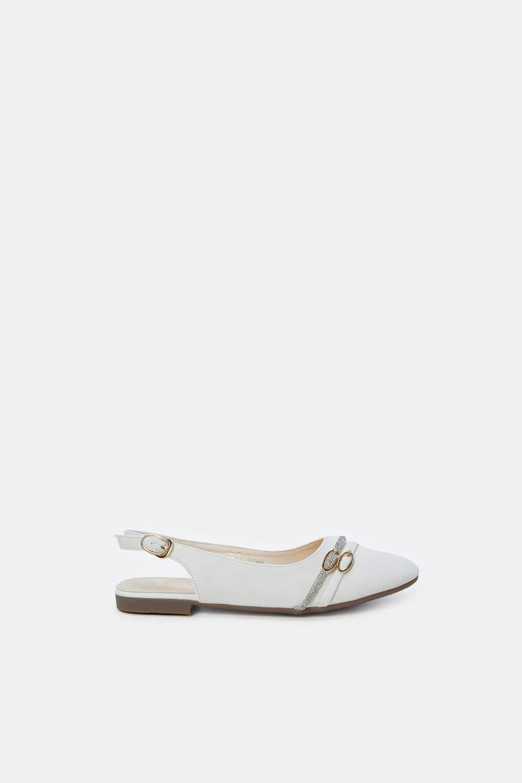 Senior Girls Cream Buckle Mule