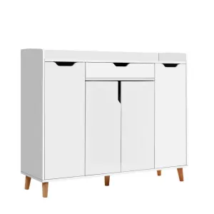 Shoe Cabinet Storage Rack 120cm Organiser Drawer Cupboard - White