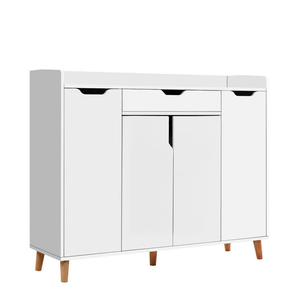 Shoe Cabinet Storage Rack 120cm Organiser Drawer Cupboard - White