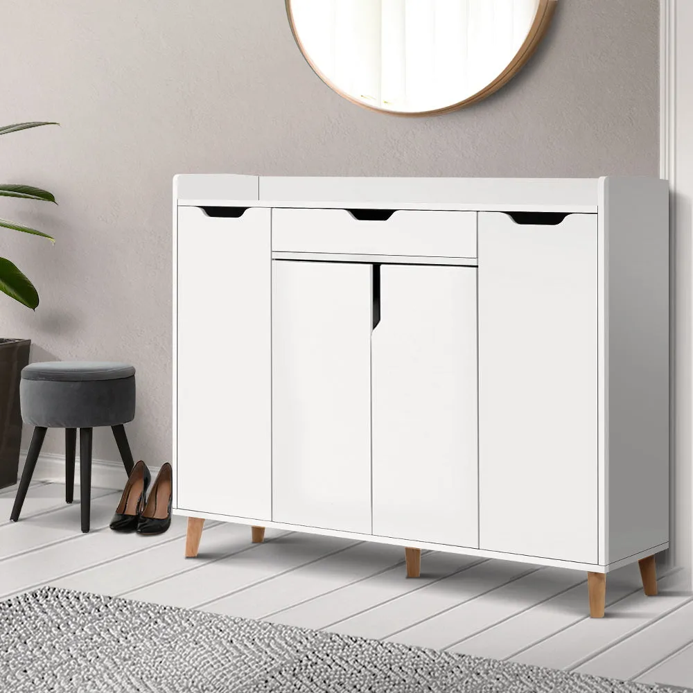 Shoe Cabinet Storage Rack 120cm Organiser Drawer Cupboard - White