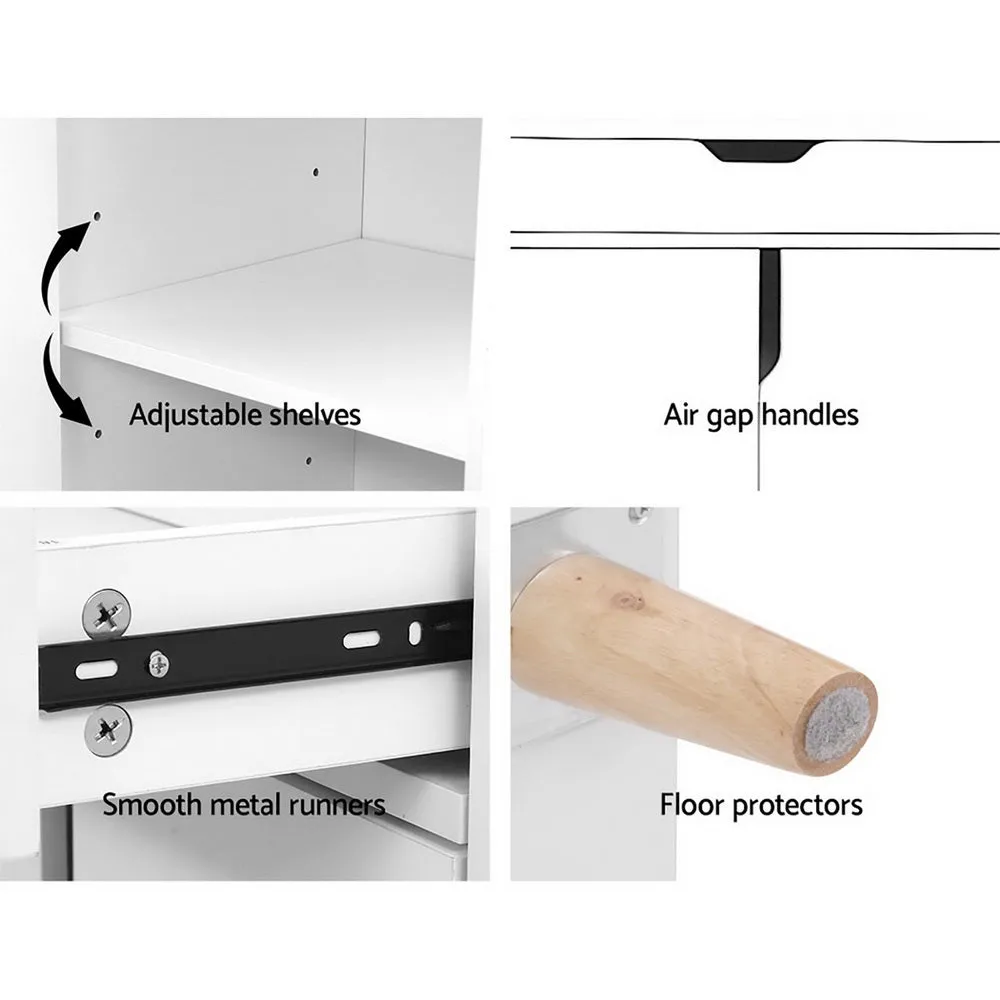 Shoe Cabinet Storage Rack 120cm Organiser Drawer Cupboard - White