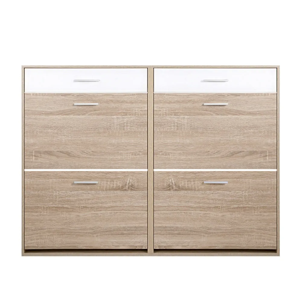 Shoe Rack Cabinet Wooden 36 Pairs Storage Organiser Shelf Cupboard Drawer 3 Tier