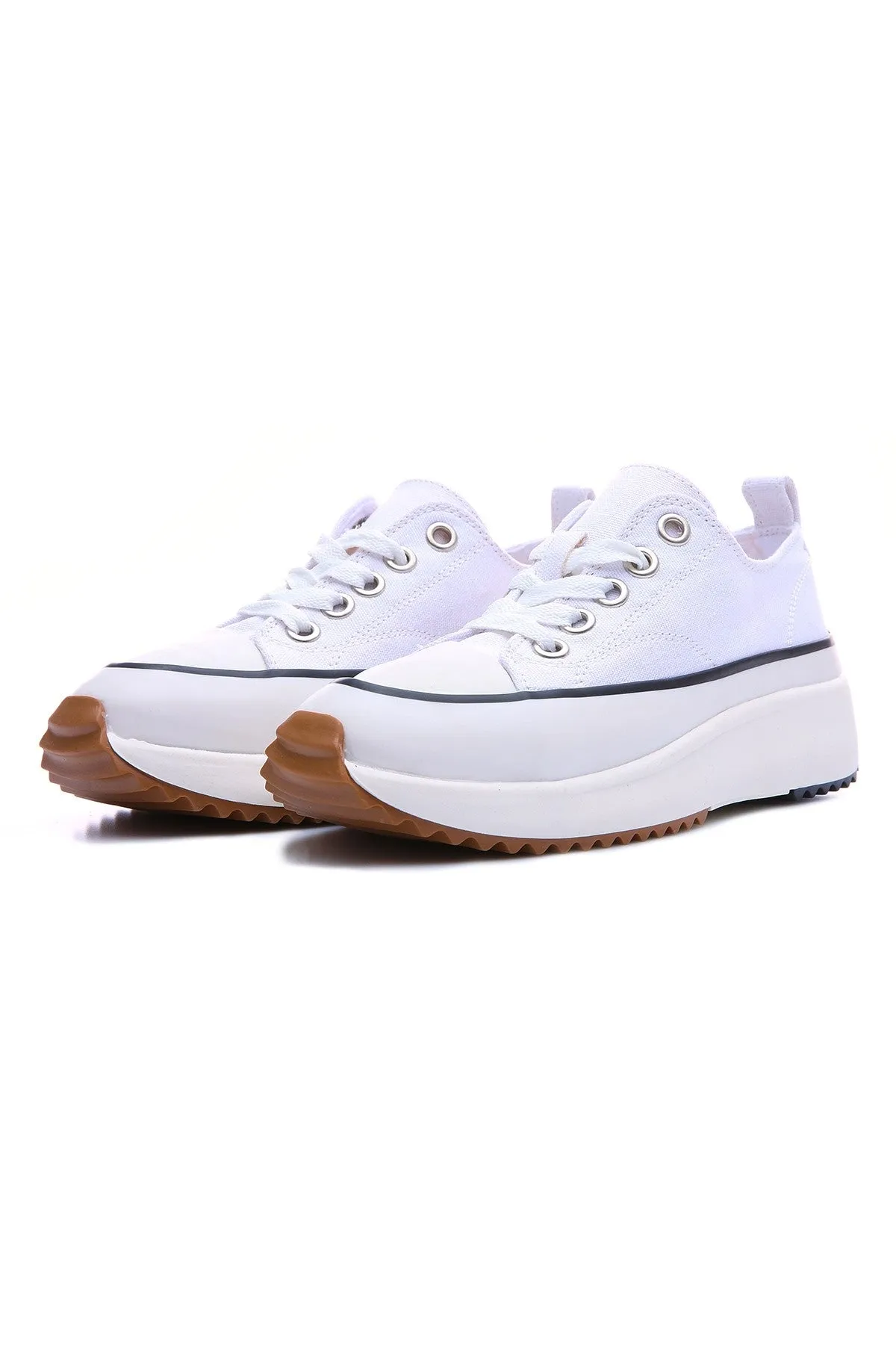 TMY White High Sole Casual Women's Sneakers with White Laces - 89070 - Fushë Kosovë
