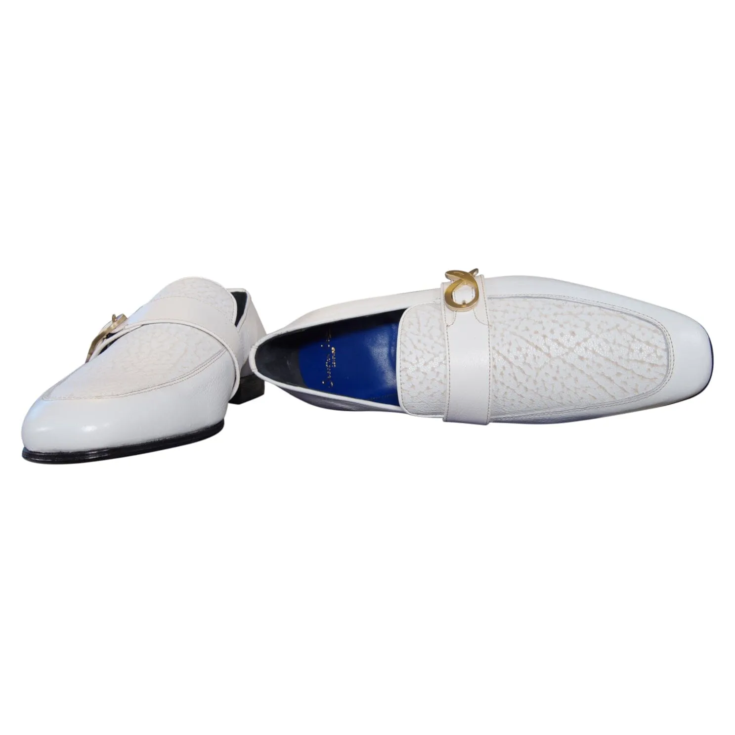 White Piega Monk Yellow Gold Loafer