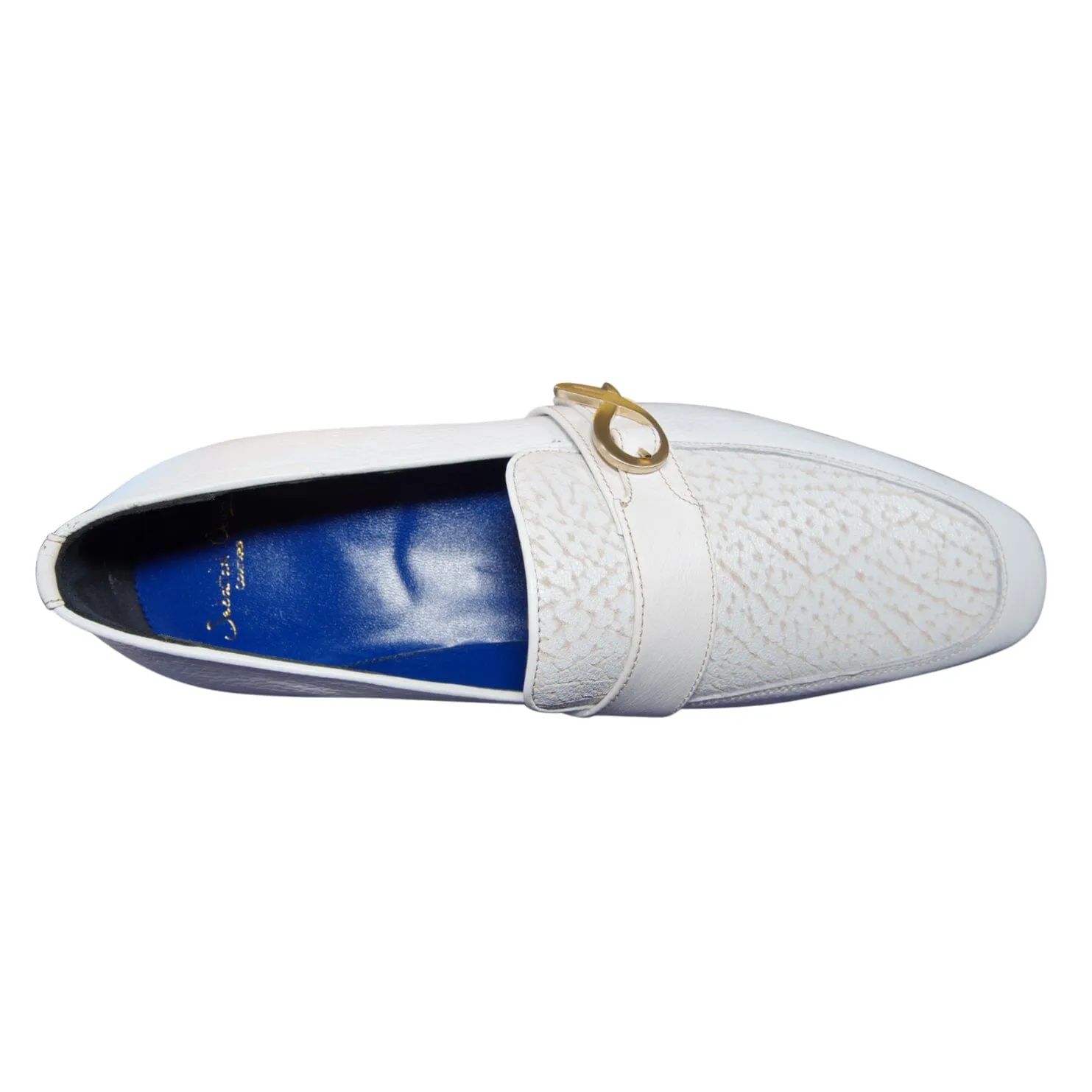 White Piega Monk Yellow Gold Loafer
