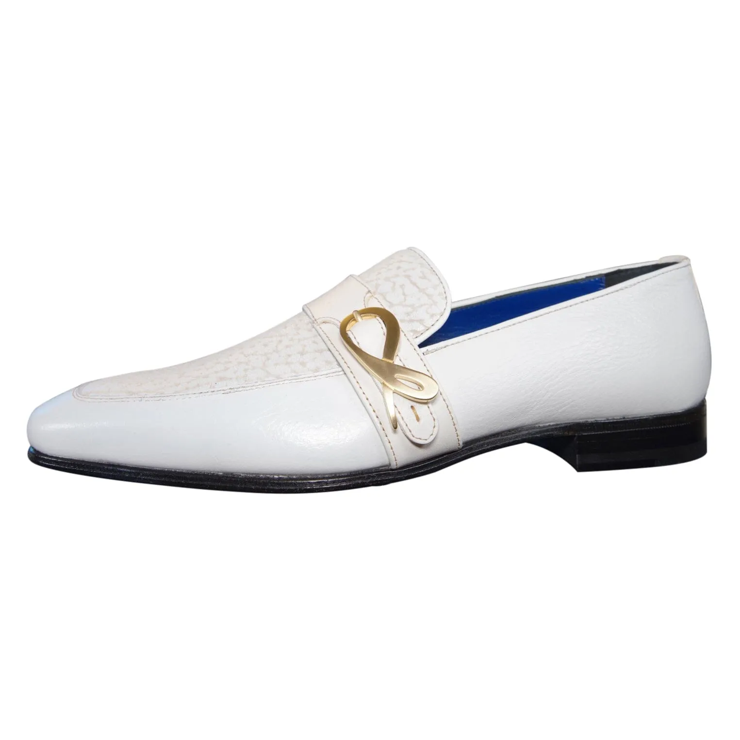 White Piega Monk Yellow Gold Loafer