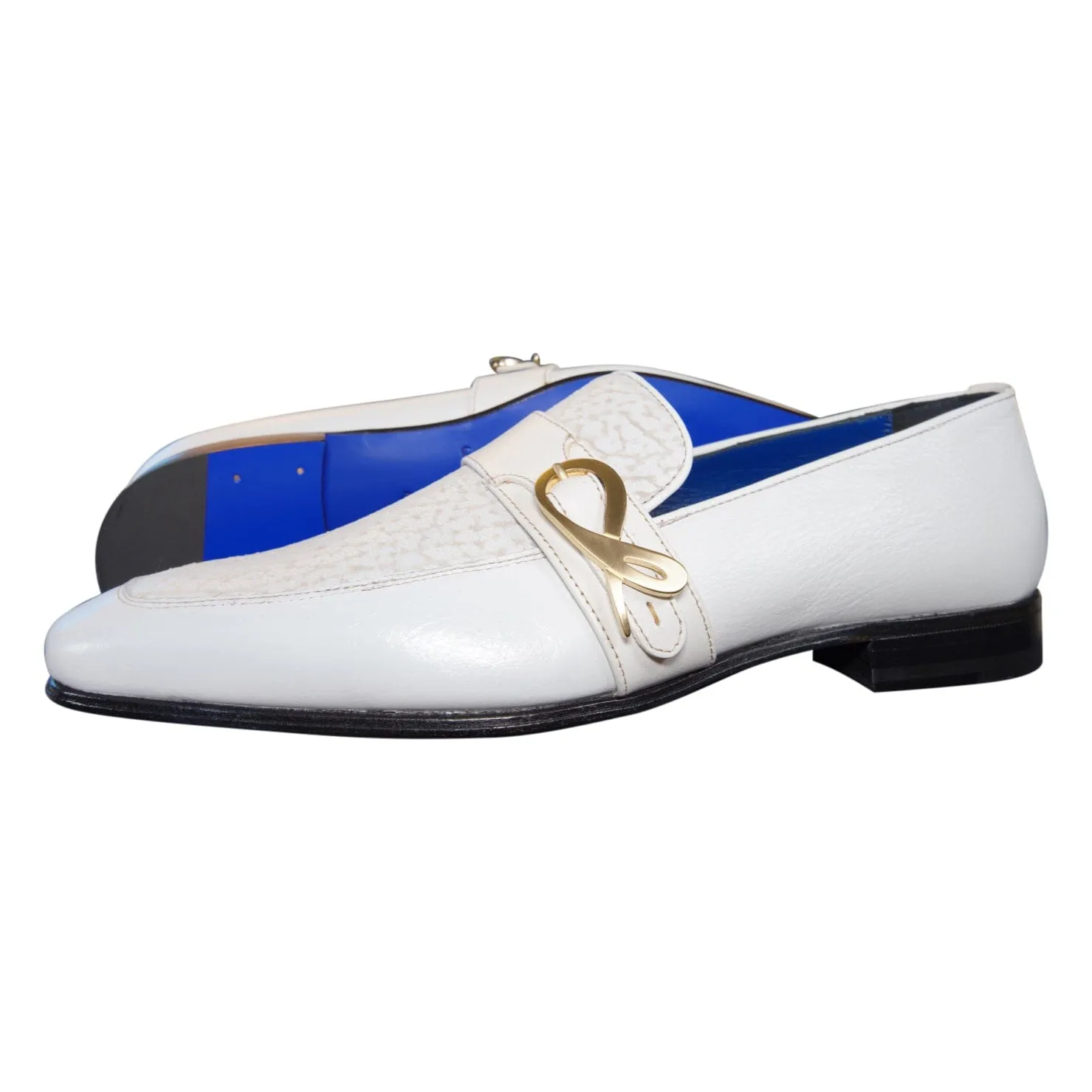 White Piega Monk Yellow Gold Loafer