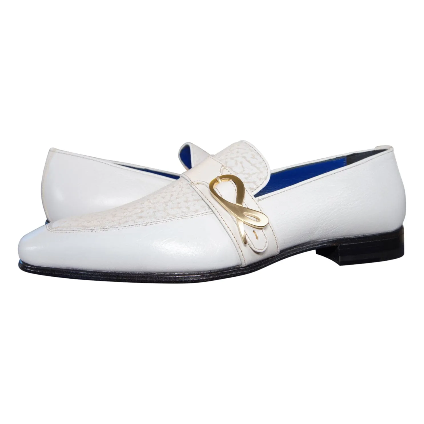 White Piega Monk Yellow Gold Loafer