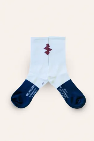 White/Blue Zag Werkhorse Race Sock
