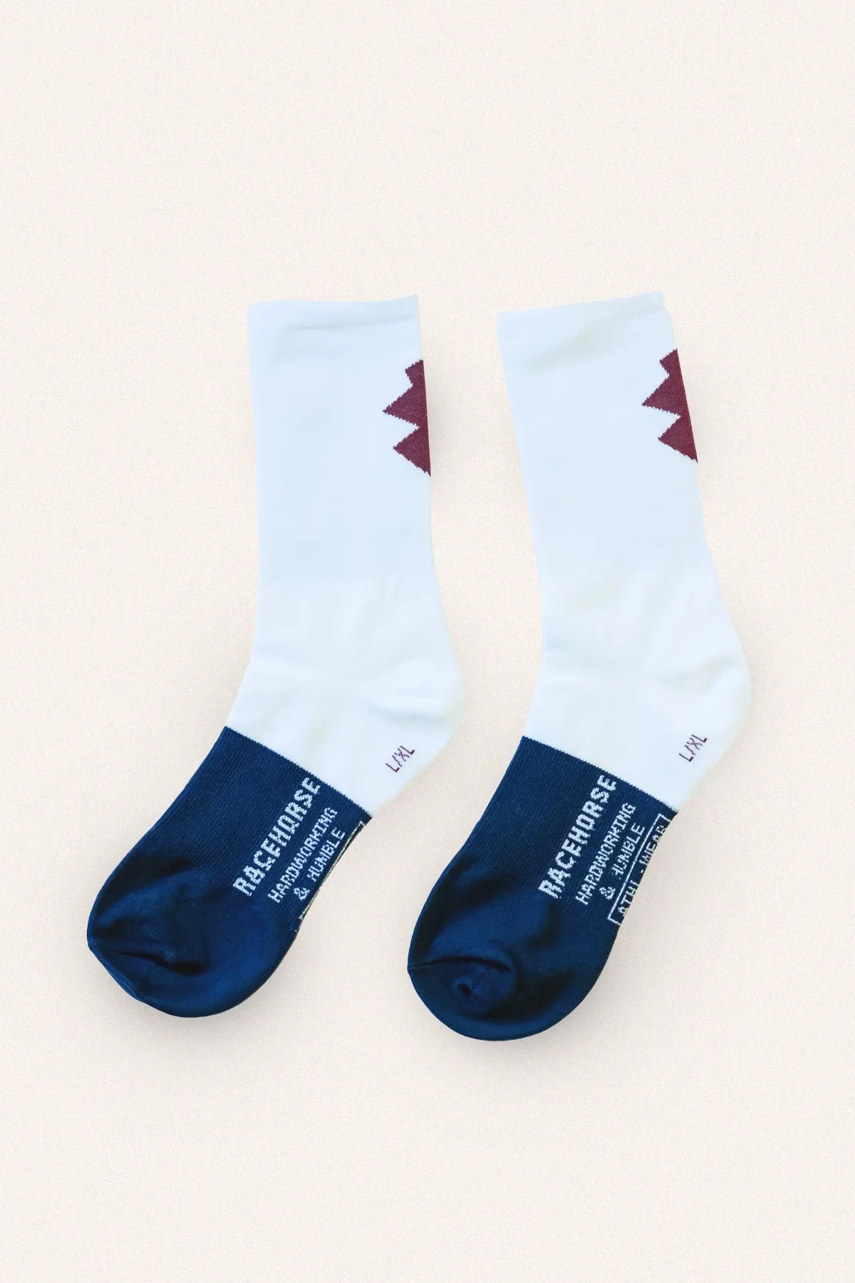 White/Blue Zag Werkhorse Race Sock