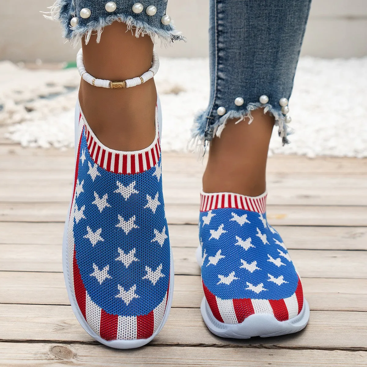Women's USA Flag Design Sneakers |  Casual Shoes For Independence Day ☑️