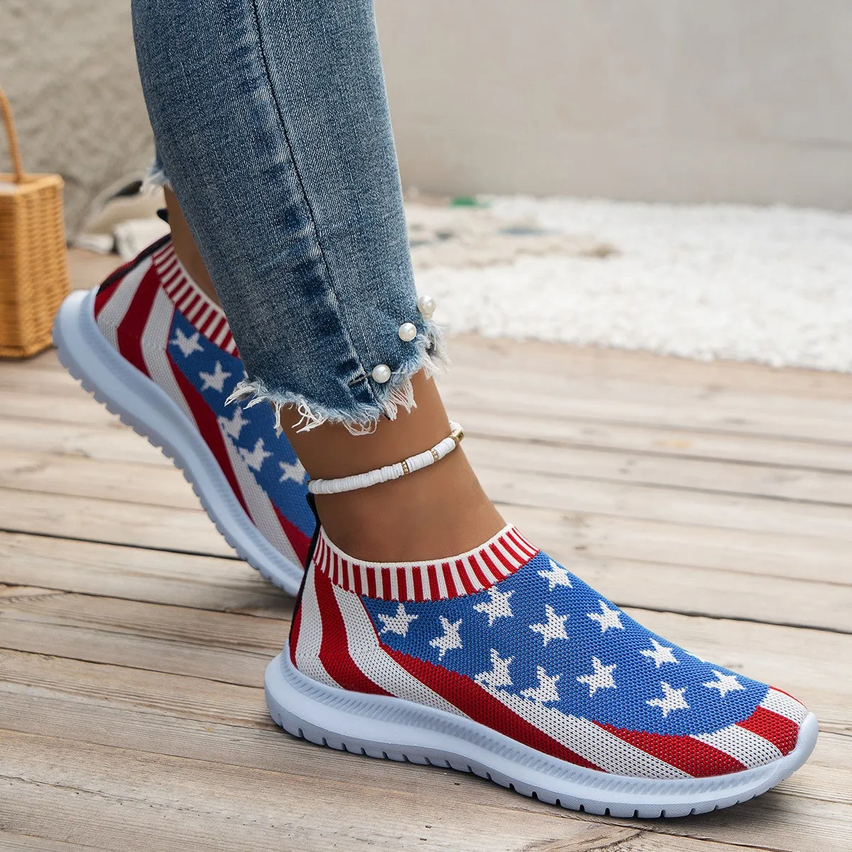 Women's USA Flag Design Sneakers |  Casual Shoes For Independence Day ☑️
