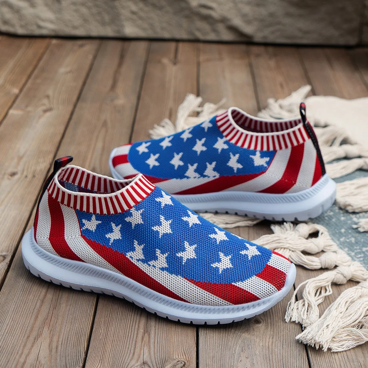 Women's USA Flag Design Sneakers |  Casual Shoes For Independence Day ☑️