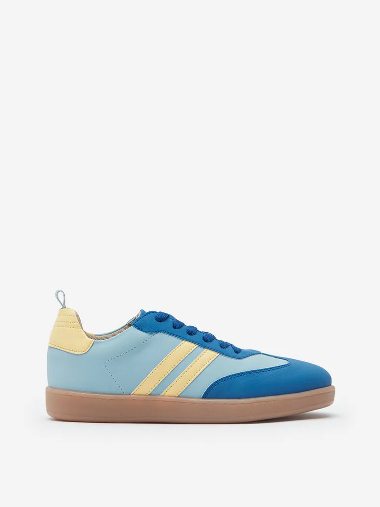 Yellow Blue Lace-Up Sneakers