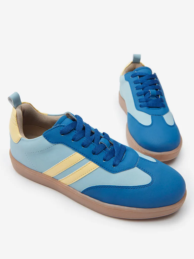 Yellow Blue Lace-Up Sneakers